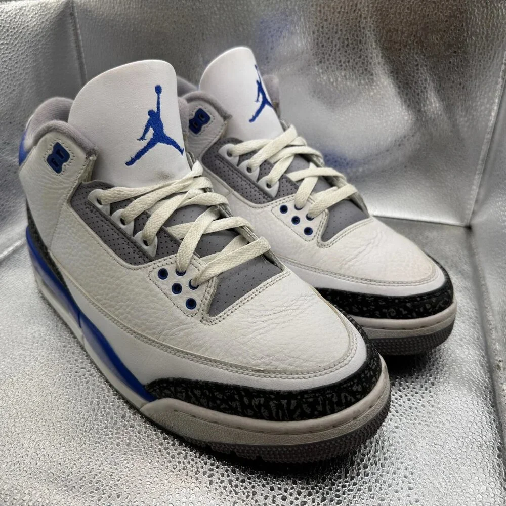 Size 10 Nike Air‎ Jordan 3 Retro White Racer Blue Black Mens Sneaker CT8532-145